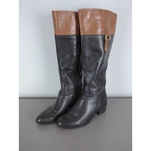 Franco Sarto Leather Calf Boots Black/Brown 8/38